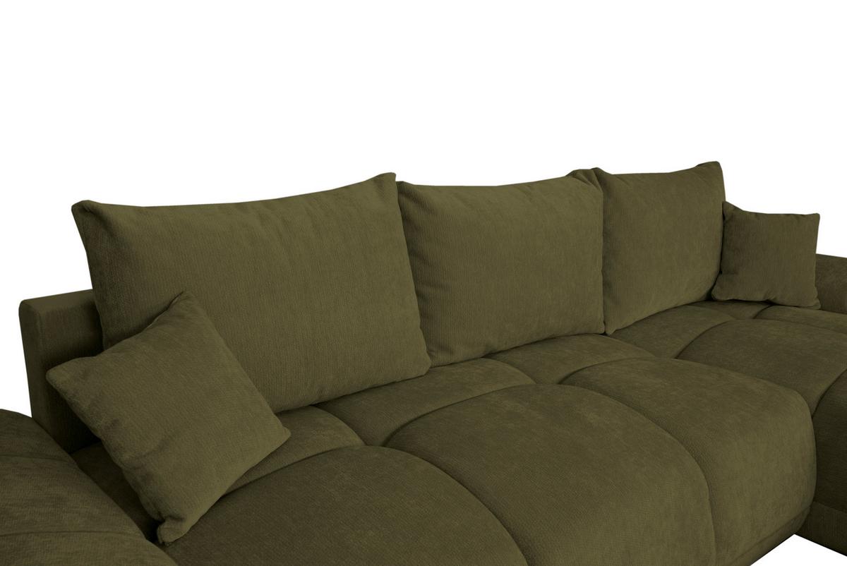 Rohová sedačka BONN, oboustranná, olivová žinylka - černá/olivově zelená, Moderní, textil/plast (296/182cm)