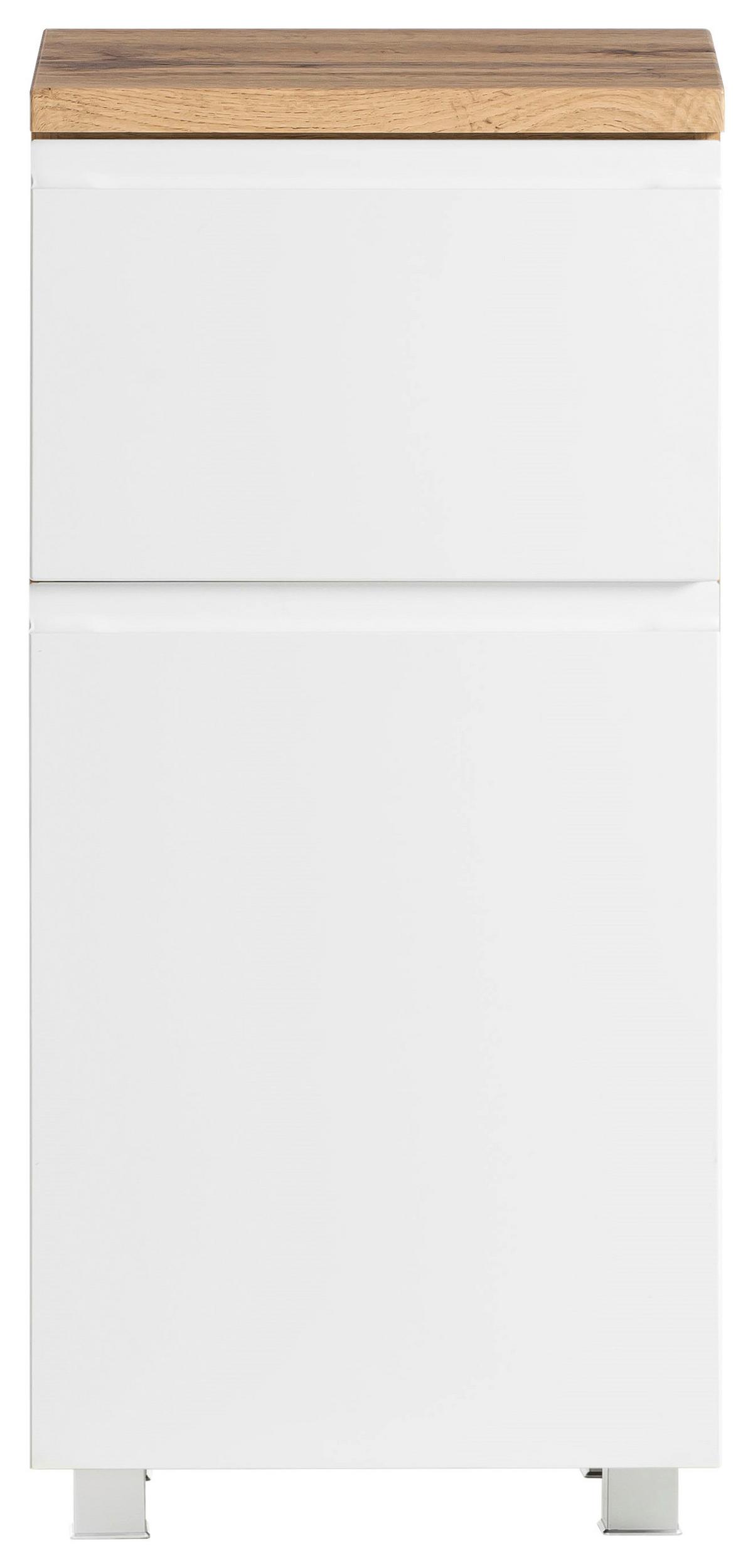 Badezimmer Unterschrank Varese Bxh 40x79 Cm Weiß/holz Dekor - Eiche Wotan/Weiß, MODERN, Holzwerkstoff (40/79/35cm) - Held