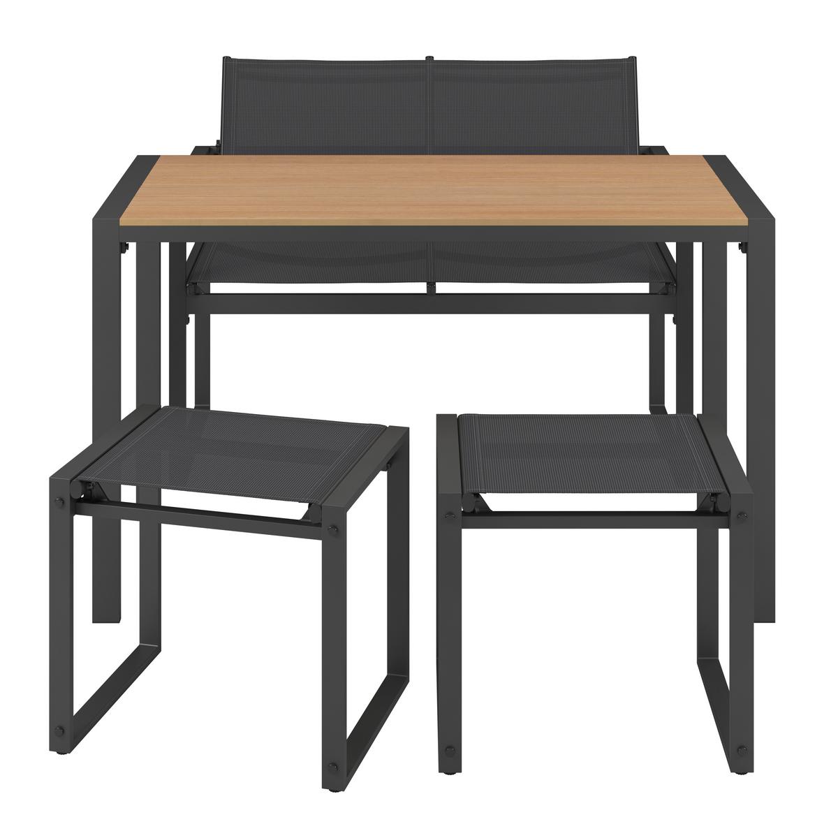 Balkonset Lissabon - Anthrazit/Schwarz, MODERN, Kunststoff/Textil - Beldano