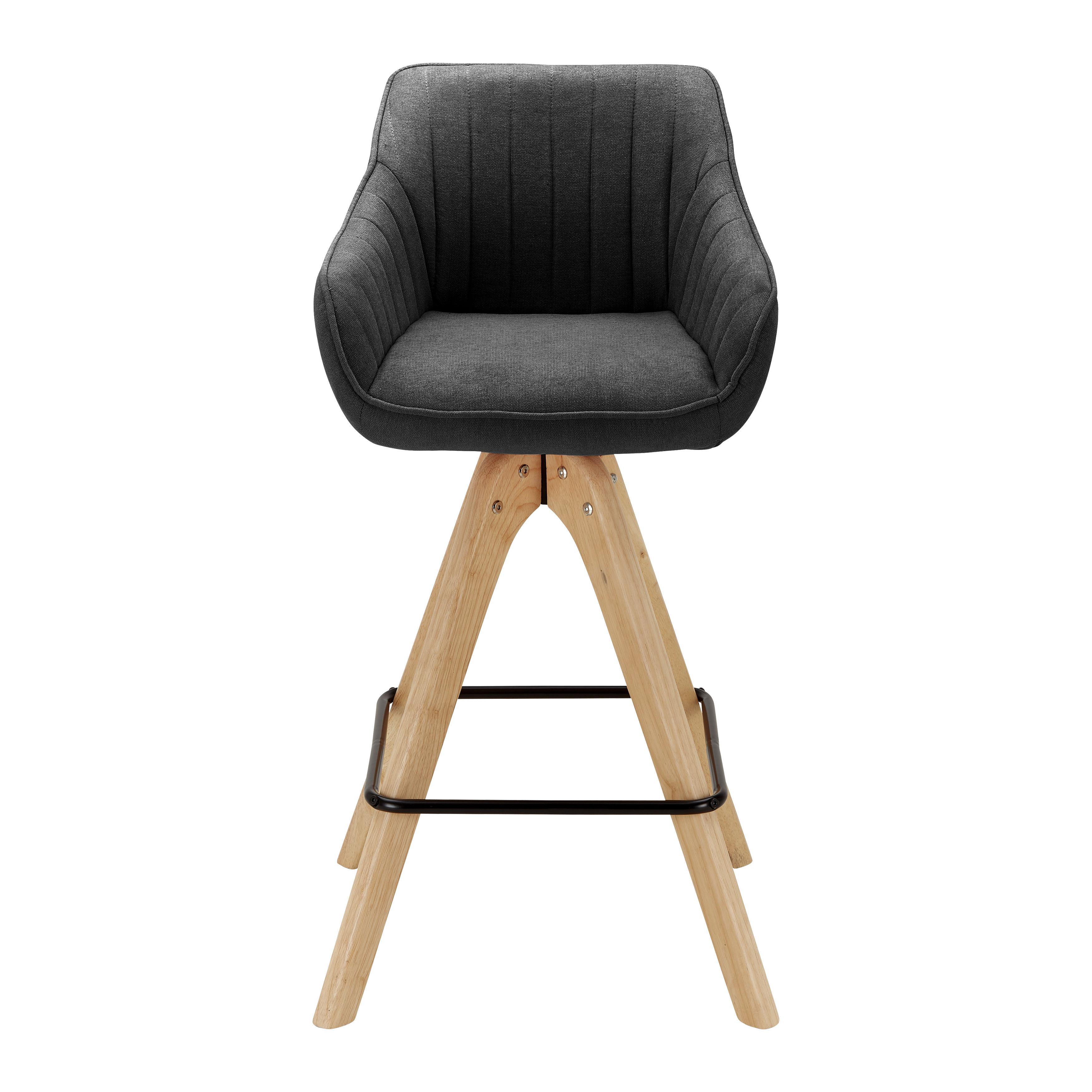 Barová Židle Leonie Otočný Sedák - barvy dubu/tmavě šedá, Moderní, kov/dřevo (55/106/56cm) - Bessagi Home