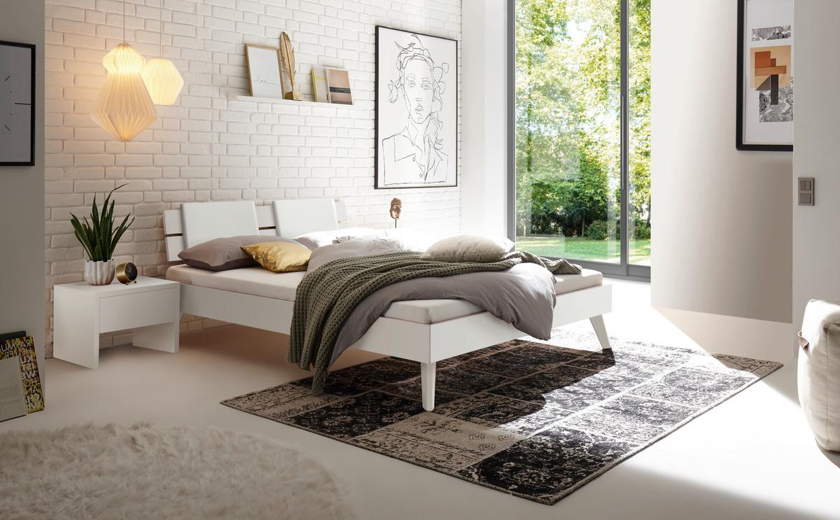 Bett Ortona, Weiß 200x200 cm - Weiß, Design, Holzwerkstoff (200/200cm) - Hasena