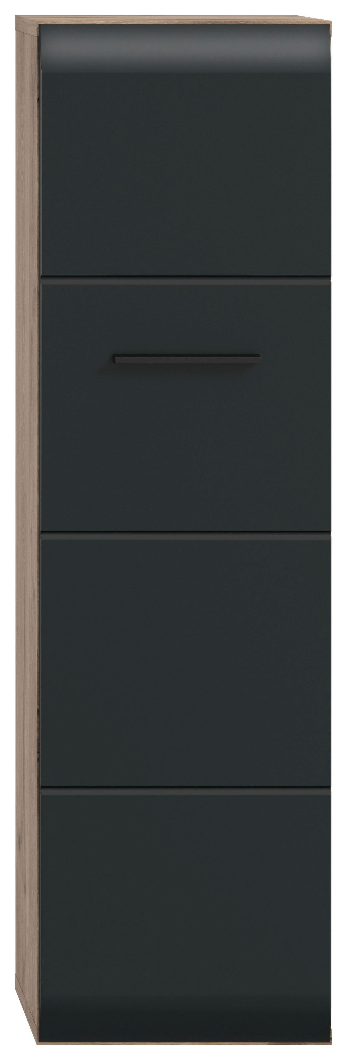 Midischrank Ice Schwarz/Eiche Dekor B: 30cm - Eiche dunkel/Schwarz, Basics, Holzwerkstoff (30/106/30cm) - MID.YOU