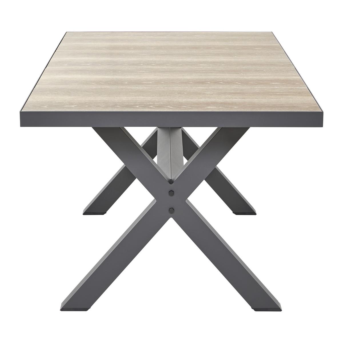 Záhradný stôl FLEUR - farba duba/tmavosivá, Modern, kov/keramika (180/75/90,5cm) - Bessagi Garden