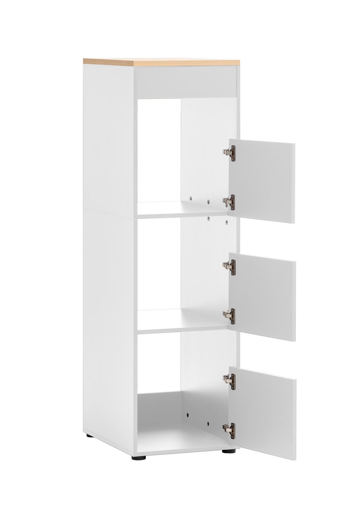 Mehrzweckschrank Weiß/Eichefarben B: 45,1 cm - Eichefarben/Schwarz, MODERN, Holzwerkstoff (45,10/154,7/60cm) - MID.YOU