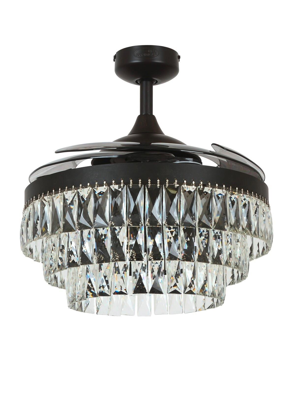 Deckenventilator Fanaway Schwarz 4-Flügel, LED-Leuchte - Transparent/Schwarz, LIFESTYLE, Kunststoff/Metall (122/50cm) - P & B