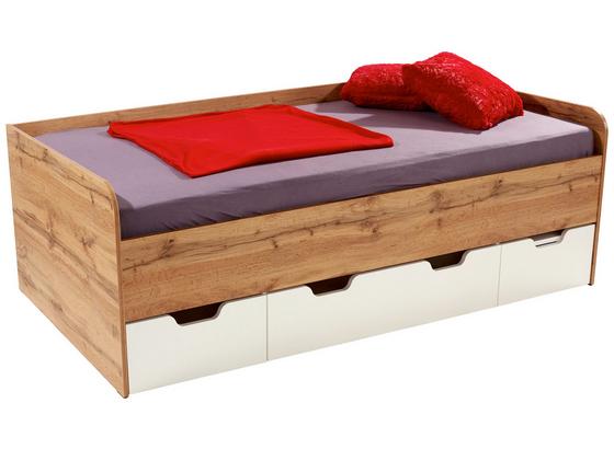 Posteľ Frame - farby dubu/biela, Konvenčný, kompozitné drevo (204/60/94cm) Posteľ Frame - farby dubu/biela, Konvenčný, kompozitné drevo (204/60/94cm)