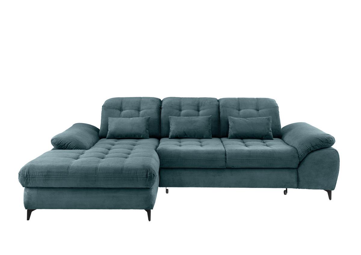 Eckschlafsofa Delphino, Petrol S: 189x273 cm - Petrol/Schwarz, MODERN, Textil (189/273cm) - Livetastic