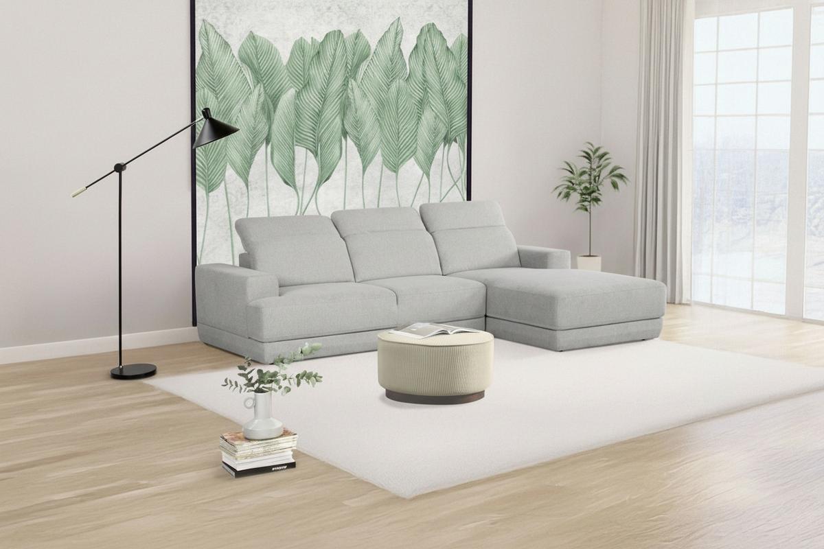 Ecksofa Frans Hellgrau S: 204 Cm - Hellgrau/Schwarz, Design, Textil (204/293cm) - MID.YOU