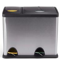 Treteimer 26l Silberfarben Metall LxBxH: 47x30x40,5 cm - Silberfarben/Schwarz, Basics, Kunststoff/Metall (47/30/40,5cm)