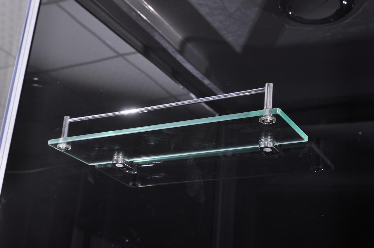 Dampfdusche Cuba Schwarz mit Radio, Ventilator, Ablage - Schwarz/Weiß, Basics, Glas (130/130/229cm) - Sanotechnik