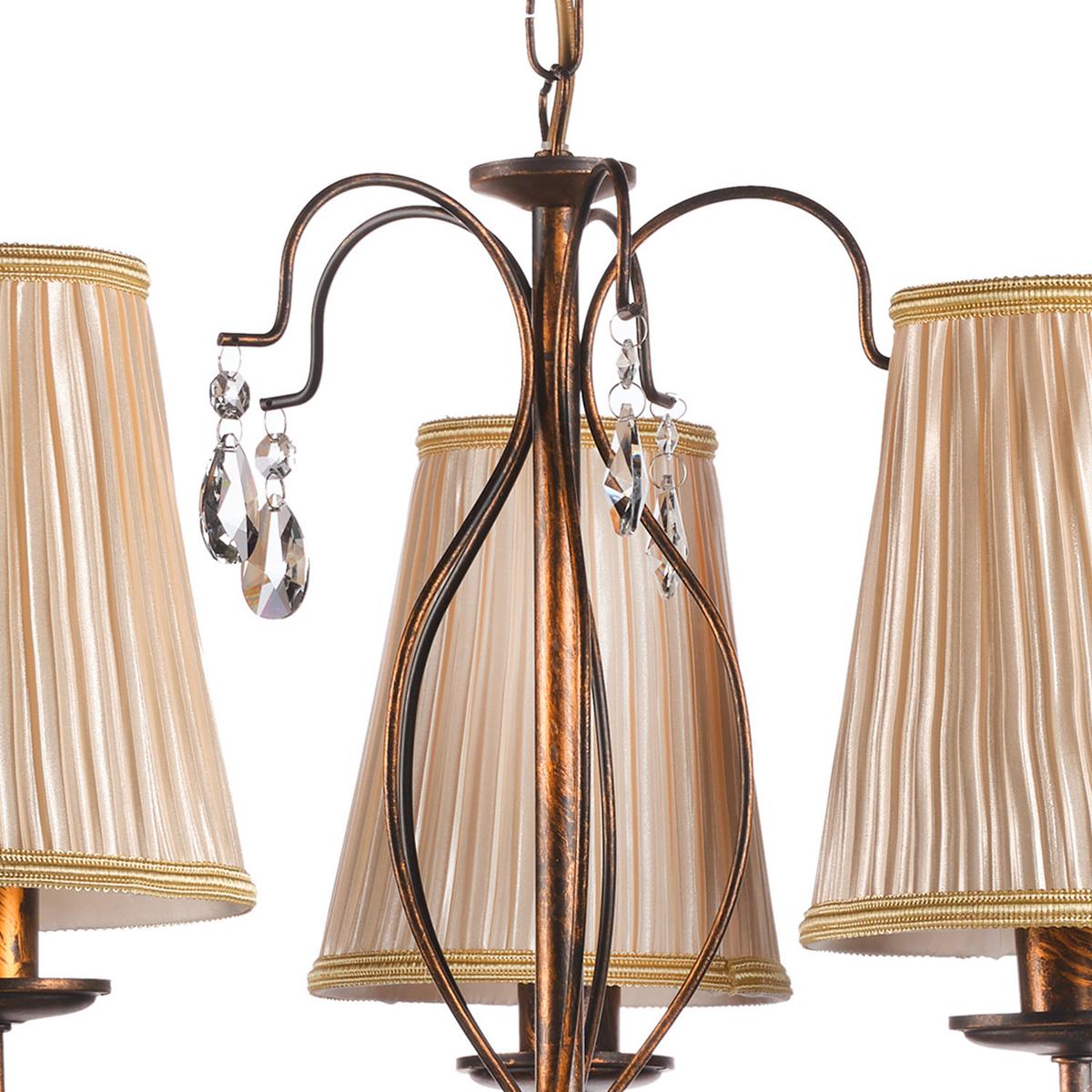 Kronleuchter Cognac L: 68 cm 6w - Cognac, KONVENTIONELL, Glas/Textil (68/68/100cm)