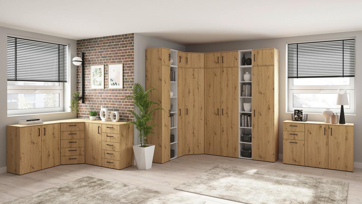 Kommode 80cm Multi Cabinet Eiche Artisan - Anthrazit/Eiche Artisan, MODERN, Holzwerkstoff (80/83/40cm)