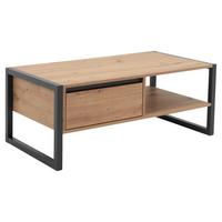Couchtisch Holz Mit Lade + Ablage Denver, Eiche/anthrazit - Eichefarben/Anthrazit, KONVENTIONELL, Holzwerkstoff (100/55/40cm) - MID.YOU