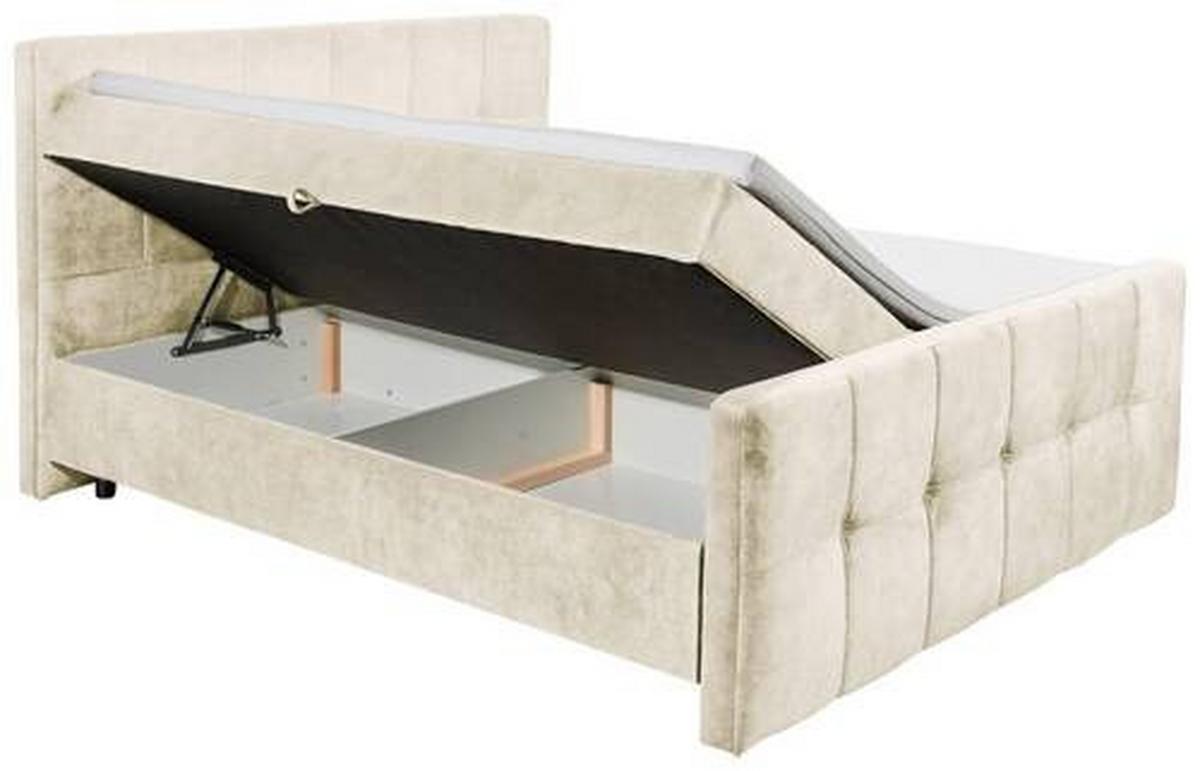 Boxbett Valetta 6 - Creme/Schwarz, MODERN, Holzwerkstoff/Textil (180/200cm) - MID.YOU