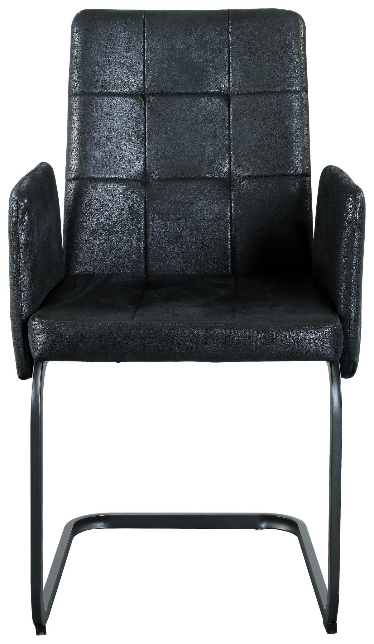 Armlehnstuhl Bordal Schwarz Gepolstert - Schwarz, MODERN, Textil/Metall (52/91/59,5cm) - MID.YOU