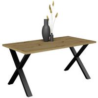 Esstisch Alex Schwarz, Eichefarben - Eichefarben/Schwarz, MODERN, Holzwerkstoff/Metall (160/90/78cm) - Livetastic