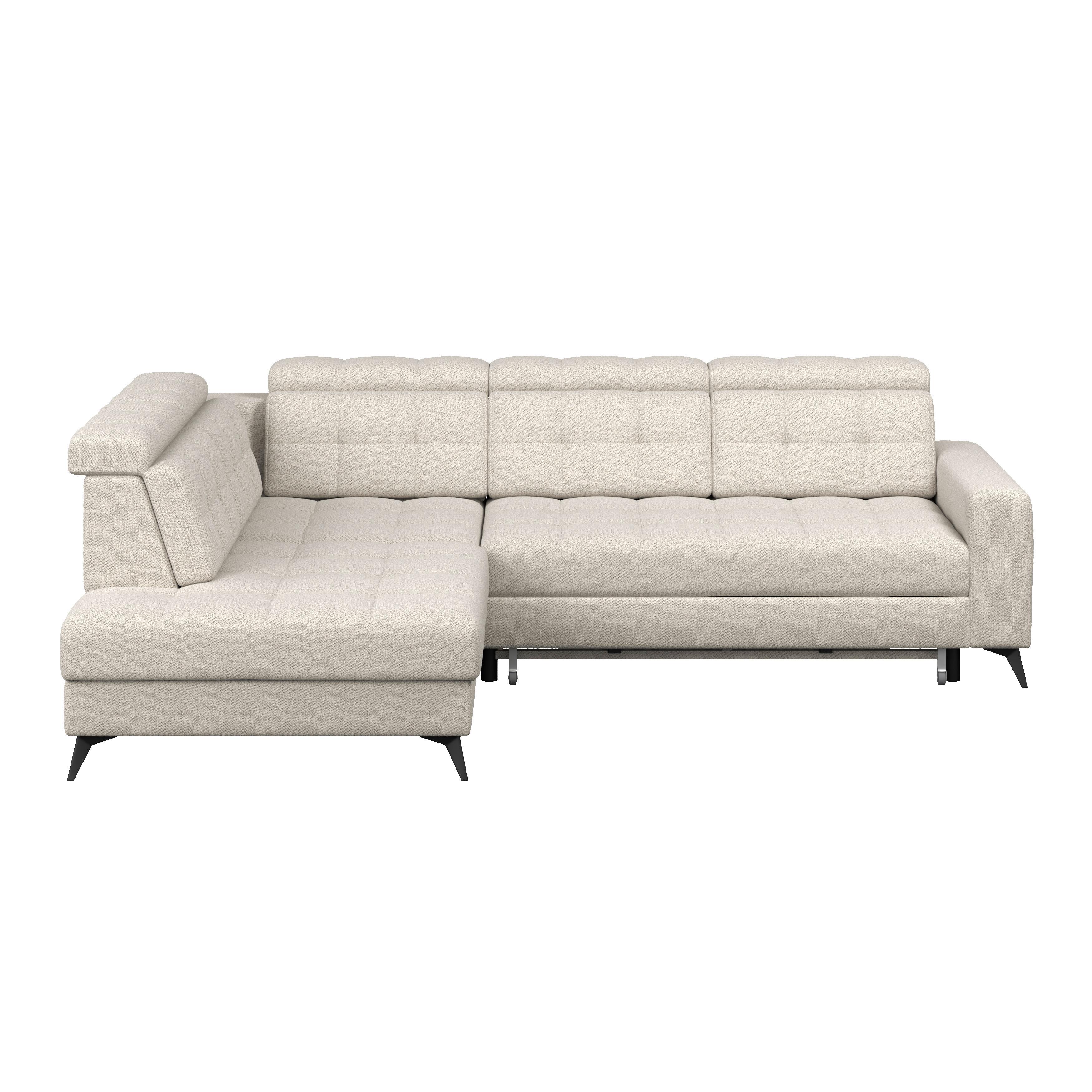 Ecksofa Barletta new Velours greige, 228x289cm - Greige/Schwarz, ROMANTIK / LANDHAUS, Textil (228/289cm) - Luca Bessoni