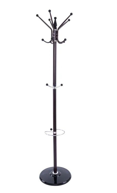 Kleiderständer 14 Kleiderhaken, Höhe 182 cm - Chromfarben/Dunkelbraun, Basics, Stein/Metall (37/182/37cm) - Globo