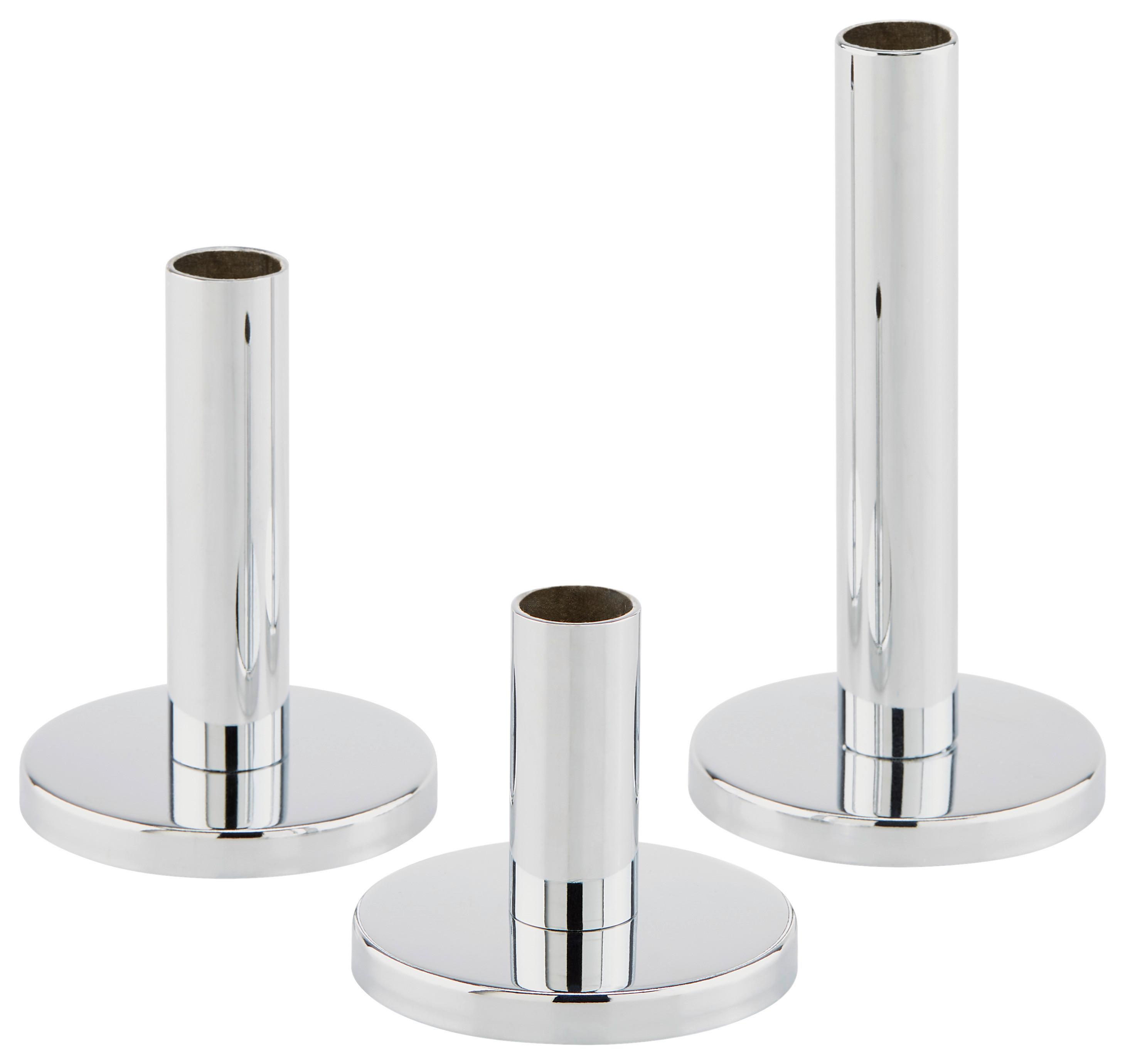 Gyertyatartó Szett Malko 3-Részes - ezüstszínű, Basics, fém