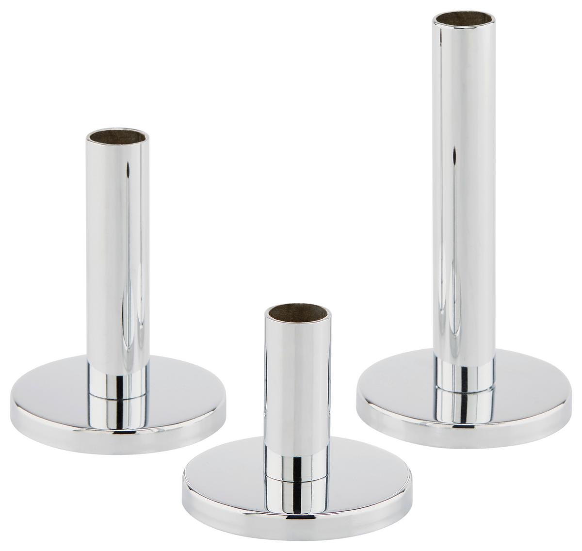 Gyertyatartó Szett Malko 3-Részes - ezüstszínű, Basics, fém