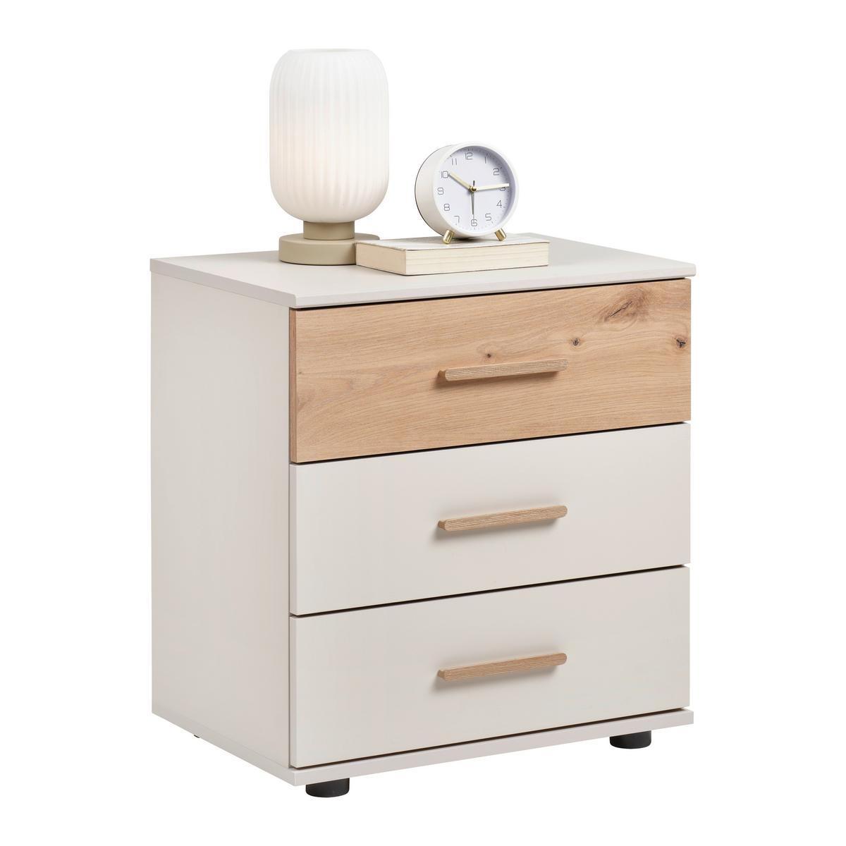 Nočný stolek LUMIO - černá/kašmírová, Konvenční, kompozitní dřevo/plast (52/58/38cm) - Mömax