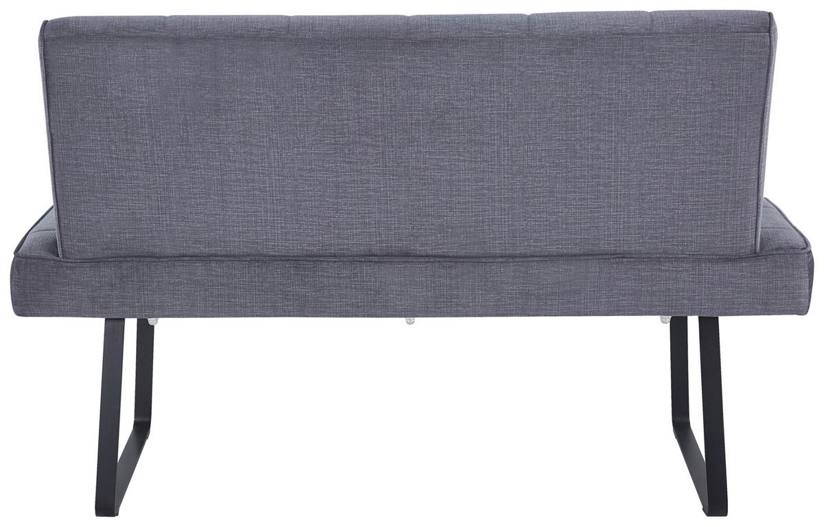 Sitzbank Tilos Mit Lehne Samt Dunkelgrau, B: 140 Cm - Dunkelgrau/Schwarz, KONVENTIONELL, Textil/Metall (140/88/62cm) - MID.YOU