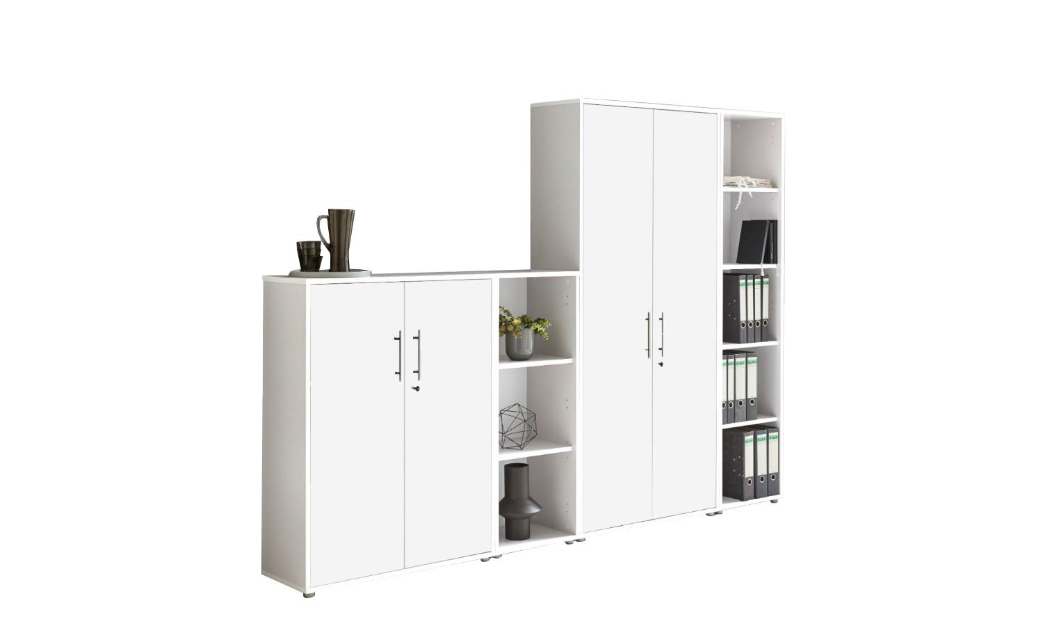 Office Edition B: 257 cm Weiß - Weiß, MODERN, Holzwerkstoff (257/186/33cm) - MID.YOU