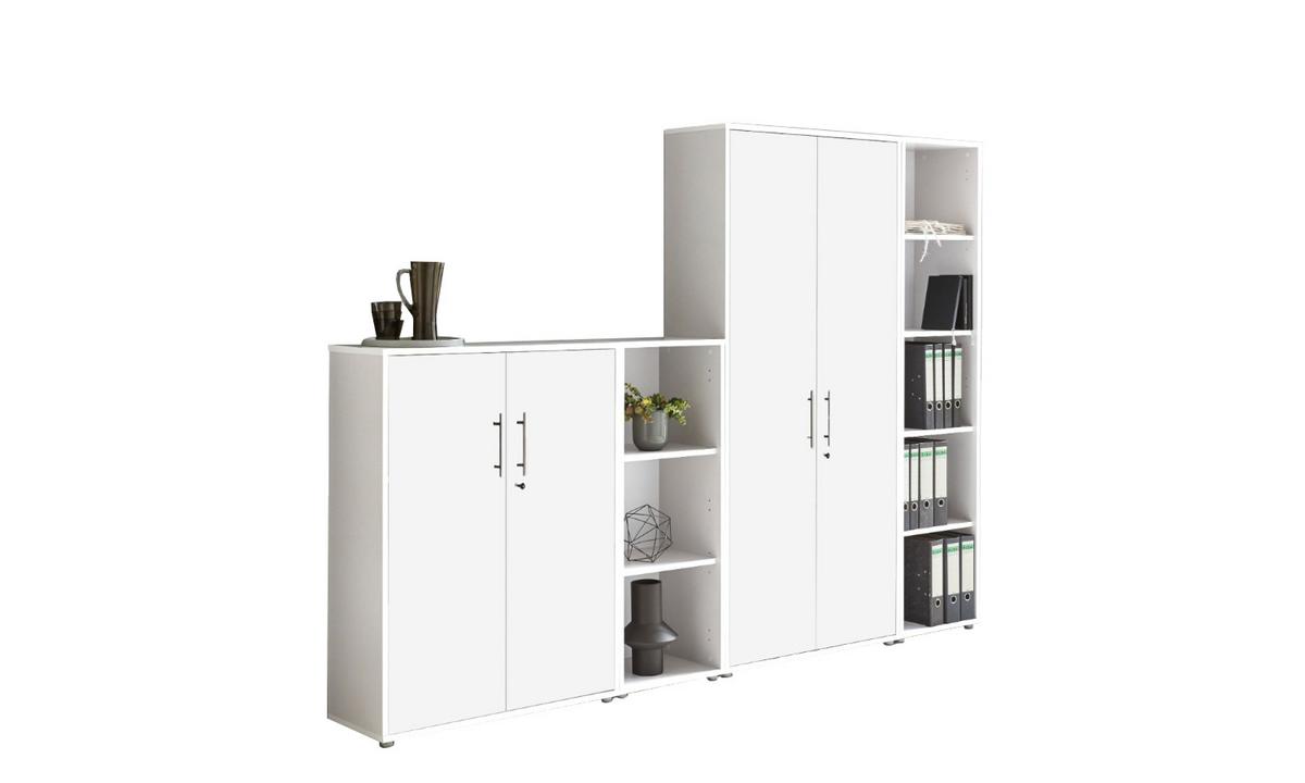 Office Edition B: 257 cm Weiß - Weiß, MODERN, Holzwerkstoff (257/186/33cm) - MID.YOU
