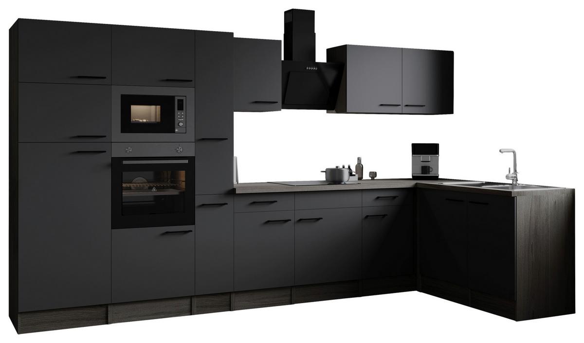 Eckküche Oliver Grau, Eiche Dekor S: 370x172cm - Eichefarben/Grau, Design, Holzwerkstoff (370/172cm) - Respekta