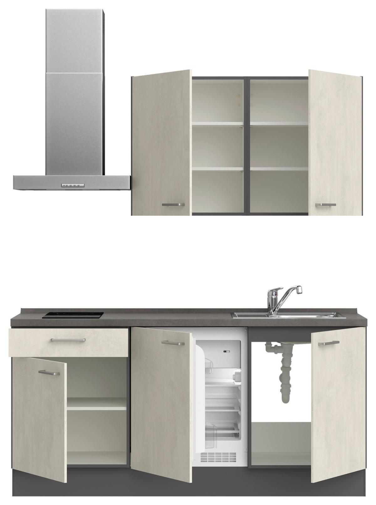 Kuchyňská linka 180 cm, bílý betón/ bridlicová šedá - bílá/barvy břidlice, Moderní, kov/kompozitní dřevo (180cm) - Nobilia