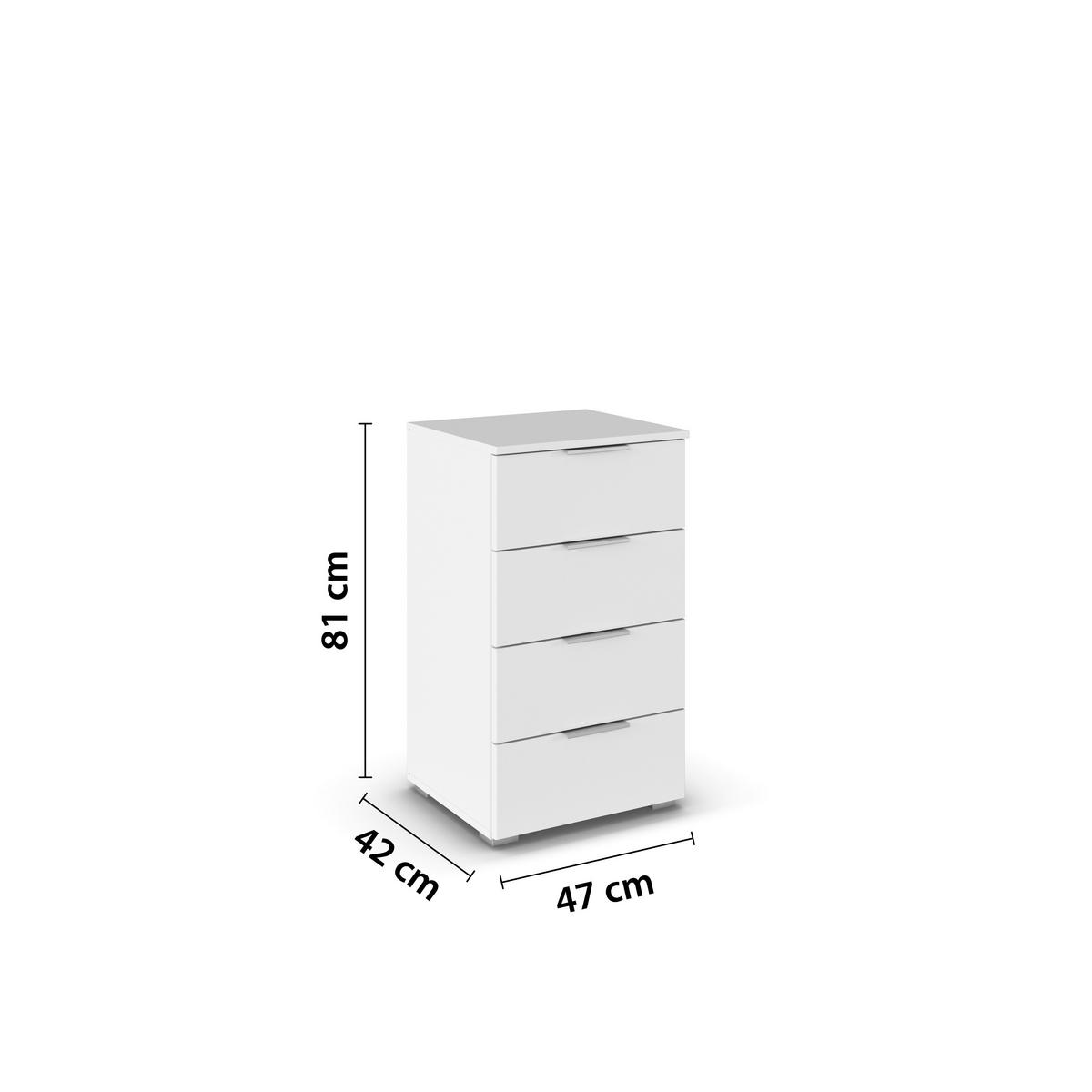 Nachtkästchen Alpinweiß Dekor H: 81 cm Mars 4l - Alufarben/Weiß, KONVENTIONELL, Holzwerkstoff (47qm)