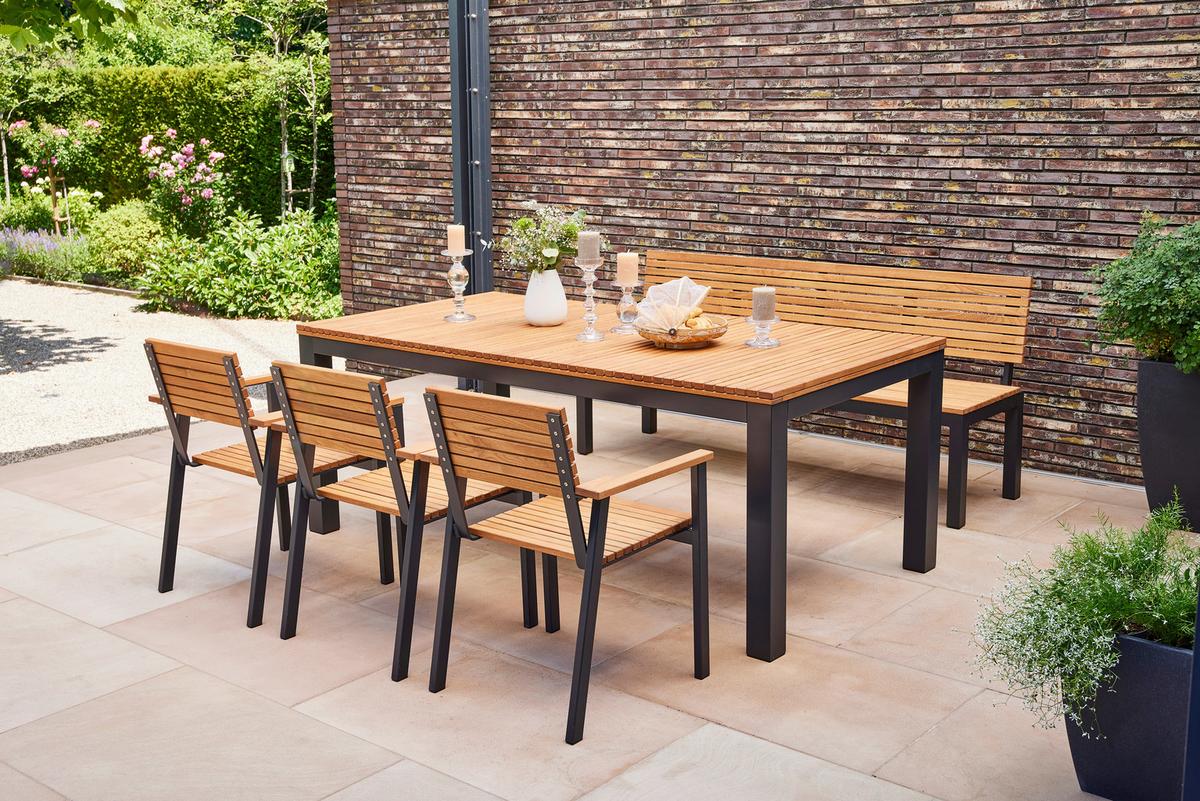 Gartentisch Robinienholz /Metall L 220 cm - Anthrazit/Robinienfarben, KONVENTIONELL, Holz/Metall (220/100/76cm) - Siena Garden