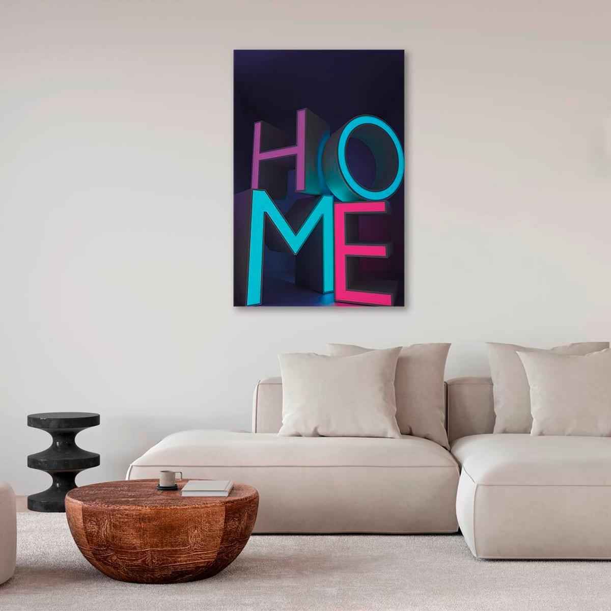 Leinwandbild Home Neon Violett Pink Blau B: 40 cm - Pink/Violett, Basics, Holzwerkstoff/Textil (40/60/1.2cm) - artgeist