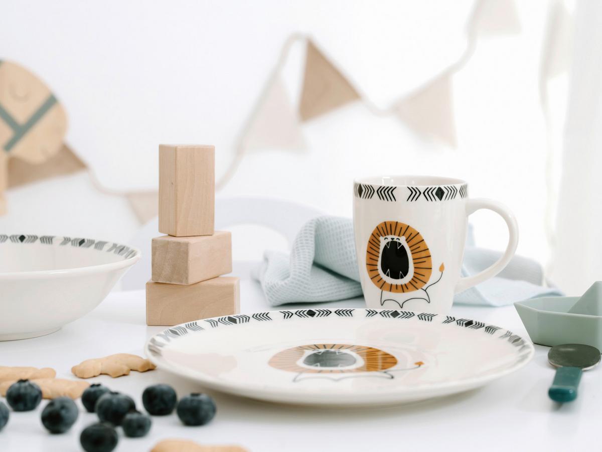 Kindergeschirrset 3 -Teilig. Steinzeug, Löwe - Multicolor, Basics, Keramik - Creatable