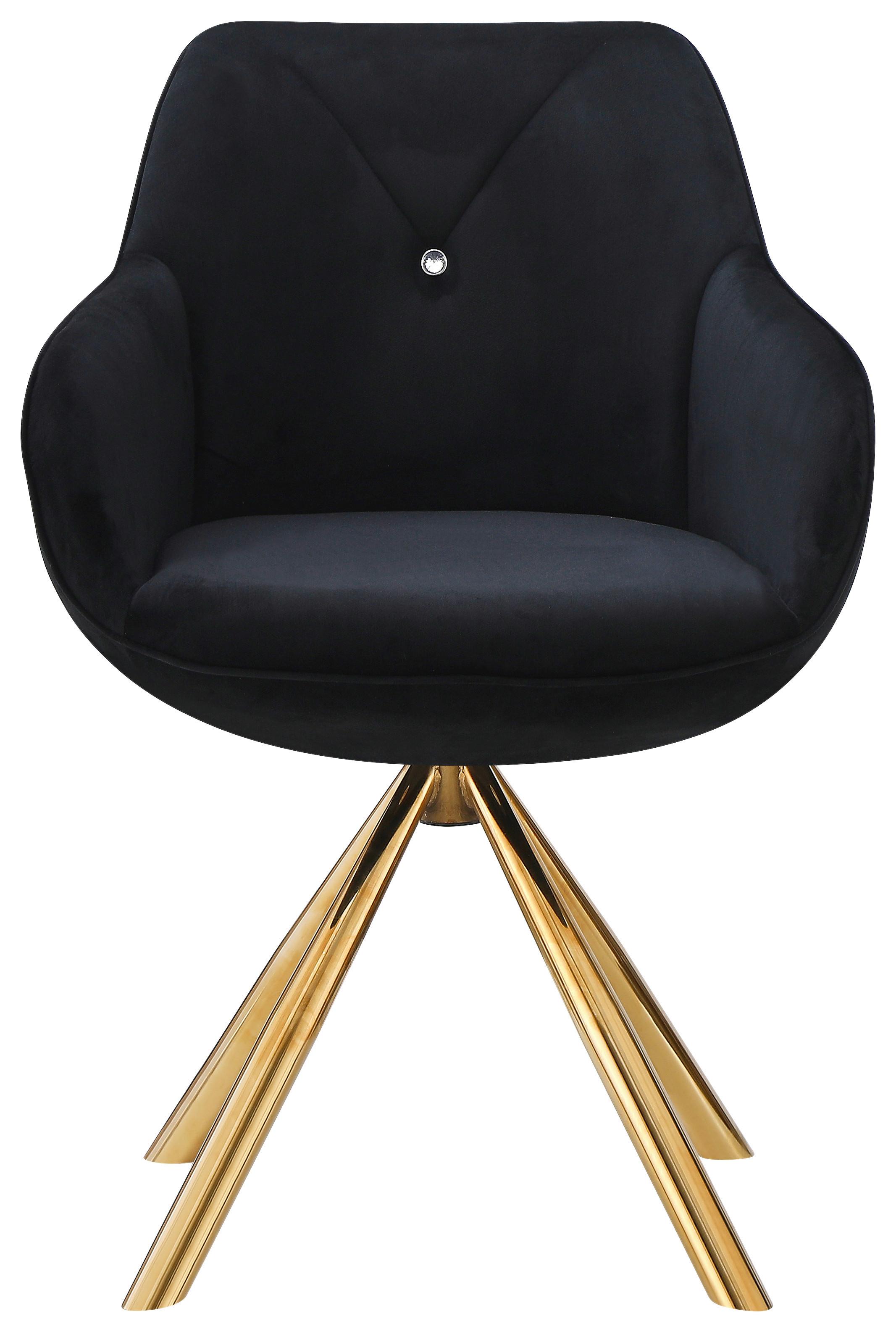 STOLIČKA S PODRÚČKAMI RELAX -GOLD- - čierna/zlatá, Lifestyle, kov/textil (60/84/61cm) - Premium Living