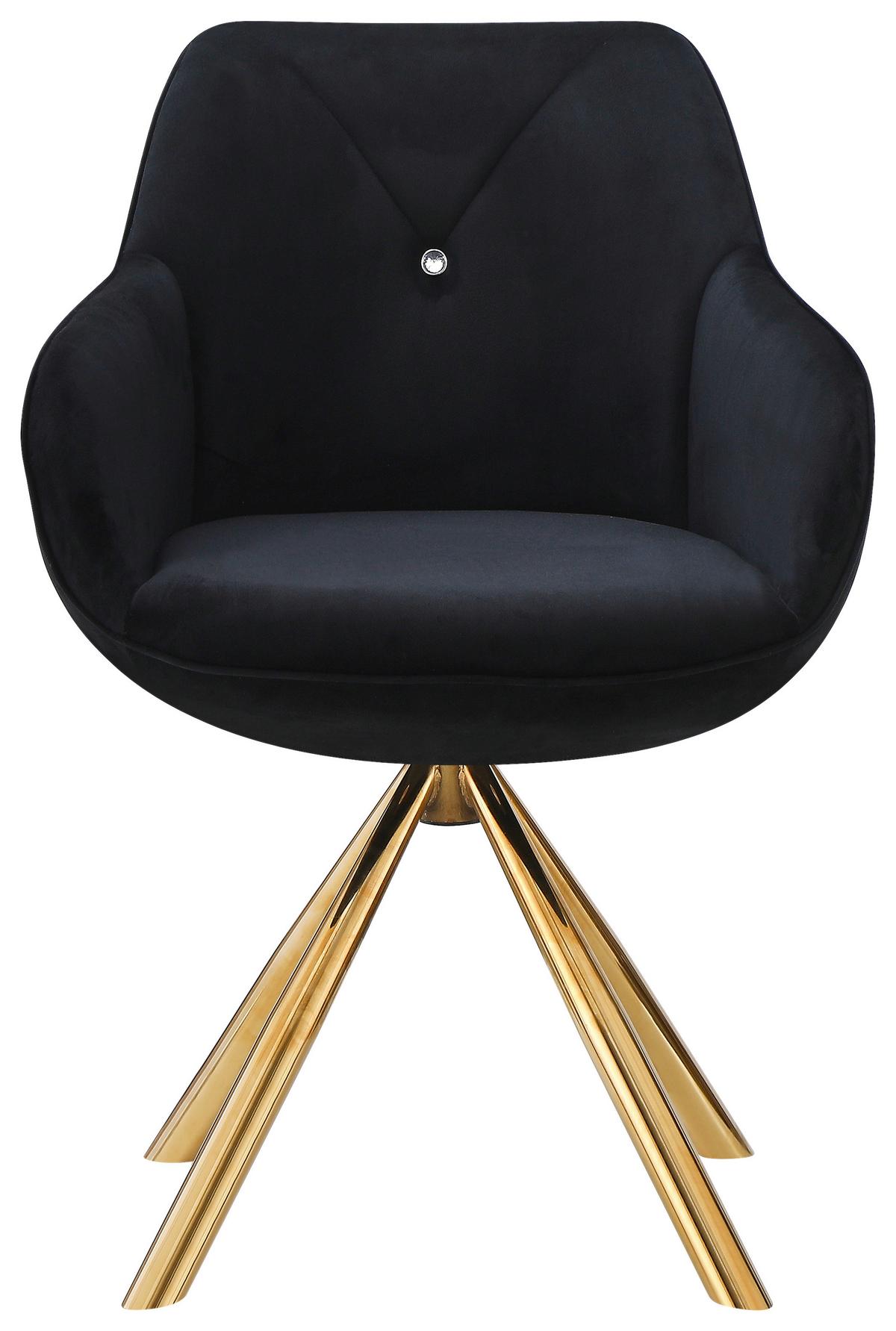 STOLIČKA S PODRÚČKAMI RELAX -GOLD- - čierna/zlatá, Lifestyle, kov/textil (60/84/61cm) - Premium Living