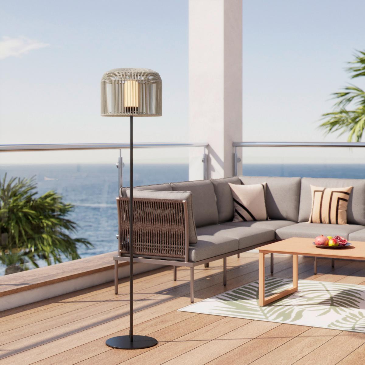 STOJACÍ LAMPA IVO - černá/béžová, Moderní, kov/plast (35/158/35cm) - Bessagi Garden