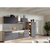 Küchenzeile Turin mit Geräte B: 330cm Grau/Wotaneiche Dekor - Eiche Wotan/Grau, Design, Holzwerkstoff (330cm) - Held