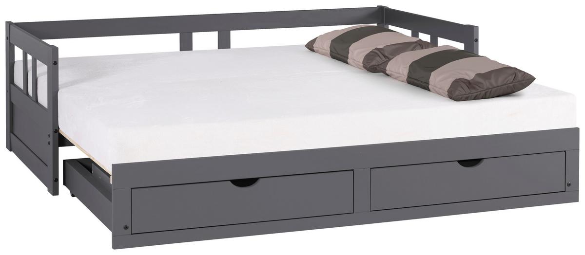 Ausziehbett Lattenrost / Stauraum 90x200 Cm Livio - Anthrazit/Naturfarben, ROMANTIK / LANDHAUS, Holz/Holzwerkstoff (90/200cm) - MID.YOU