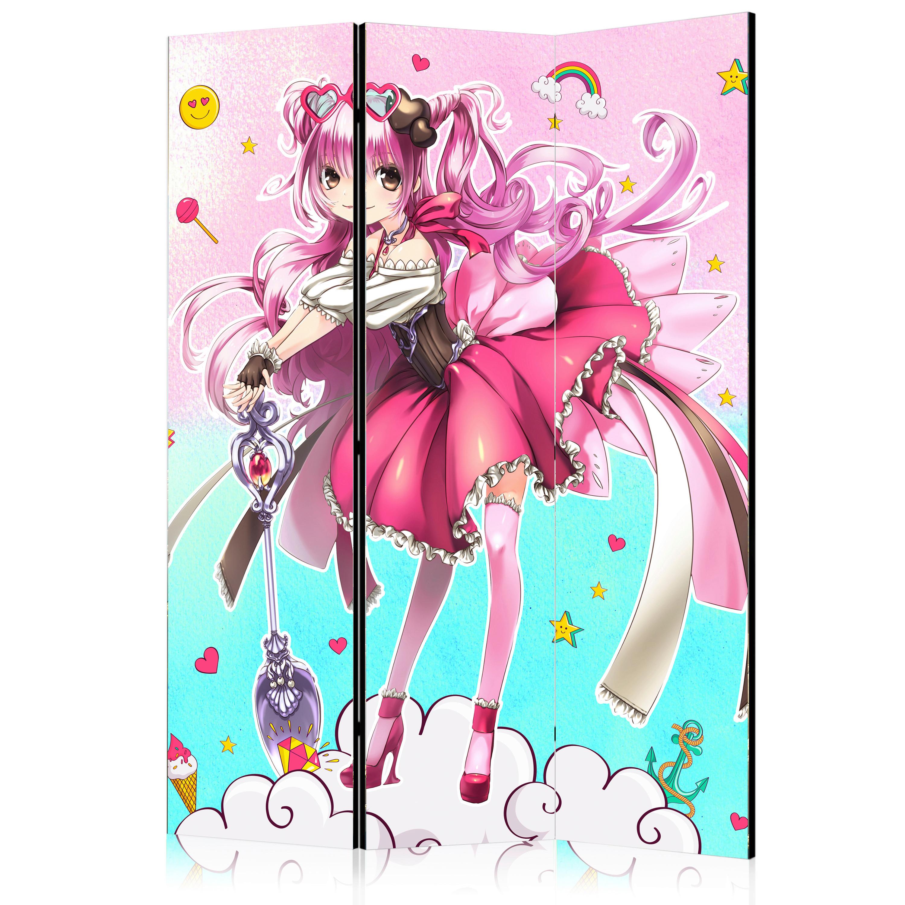 Paravent Türkis Pink B: 135 Cm