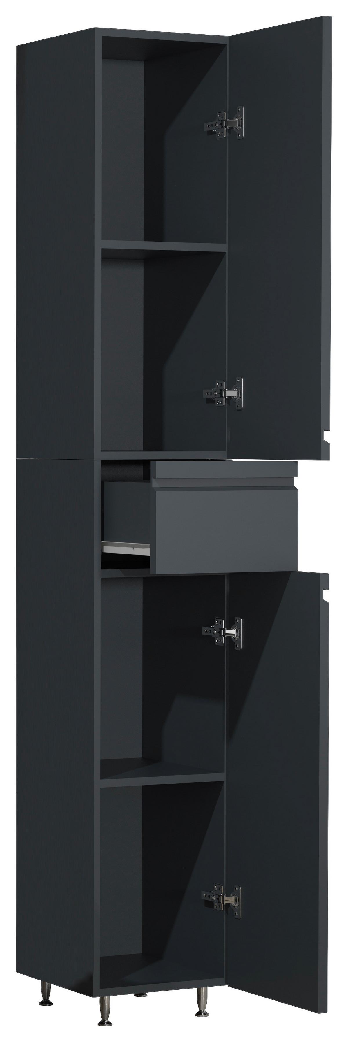 Badezimmer Hochschrank Silora 30x180 cm Anthrazit - Anthrazit/Schwarz, MODERN, Holzwerkstoff (30/180/31,6cm) - MID.YOU
