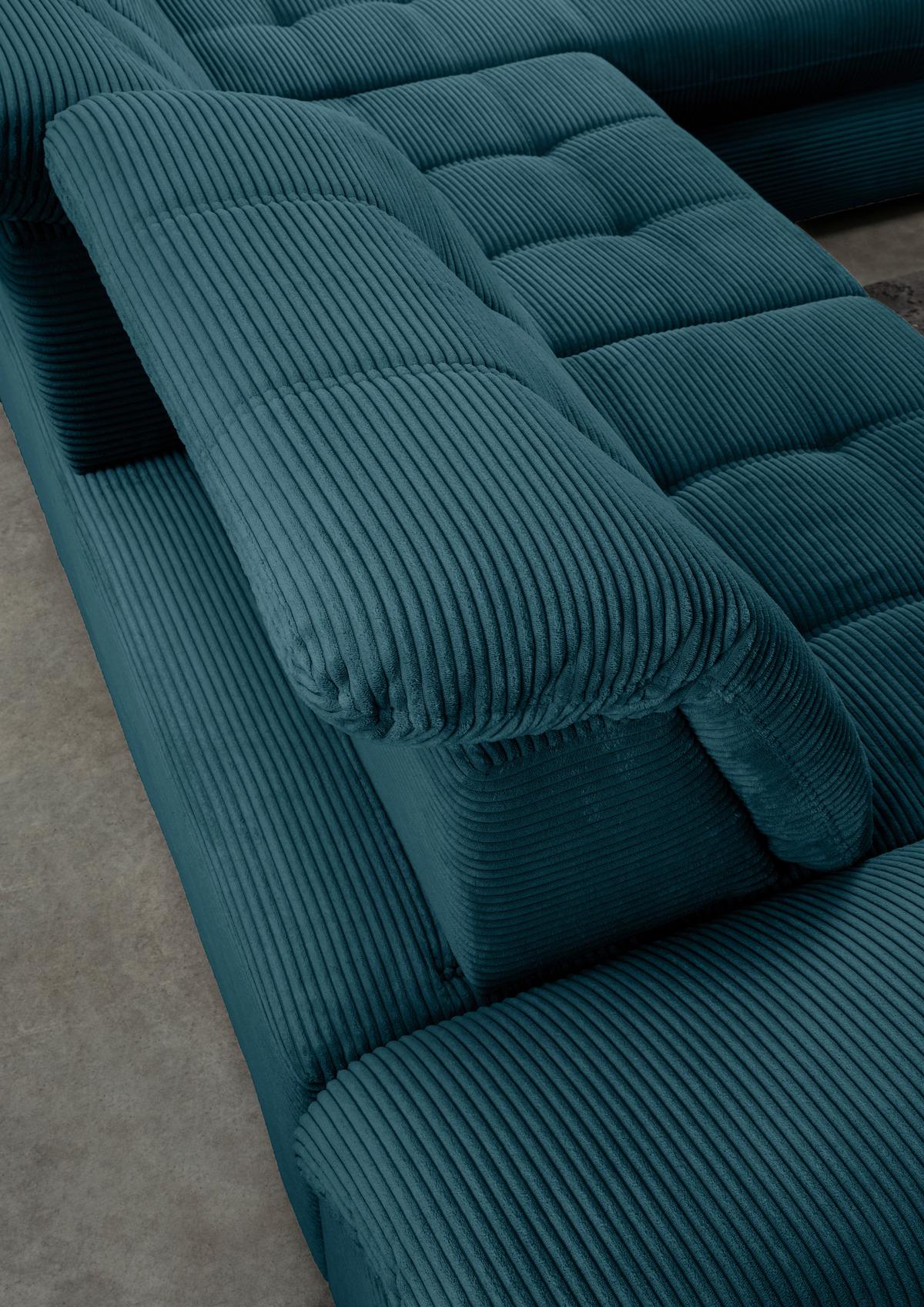 Ecksofa mit Bettkasten Rigatti Petrol S: 314x184 cm - Petrol/Schwarz, MODERN, Textil (314/184cm) - Livetastic