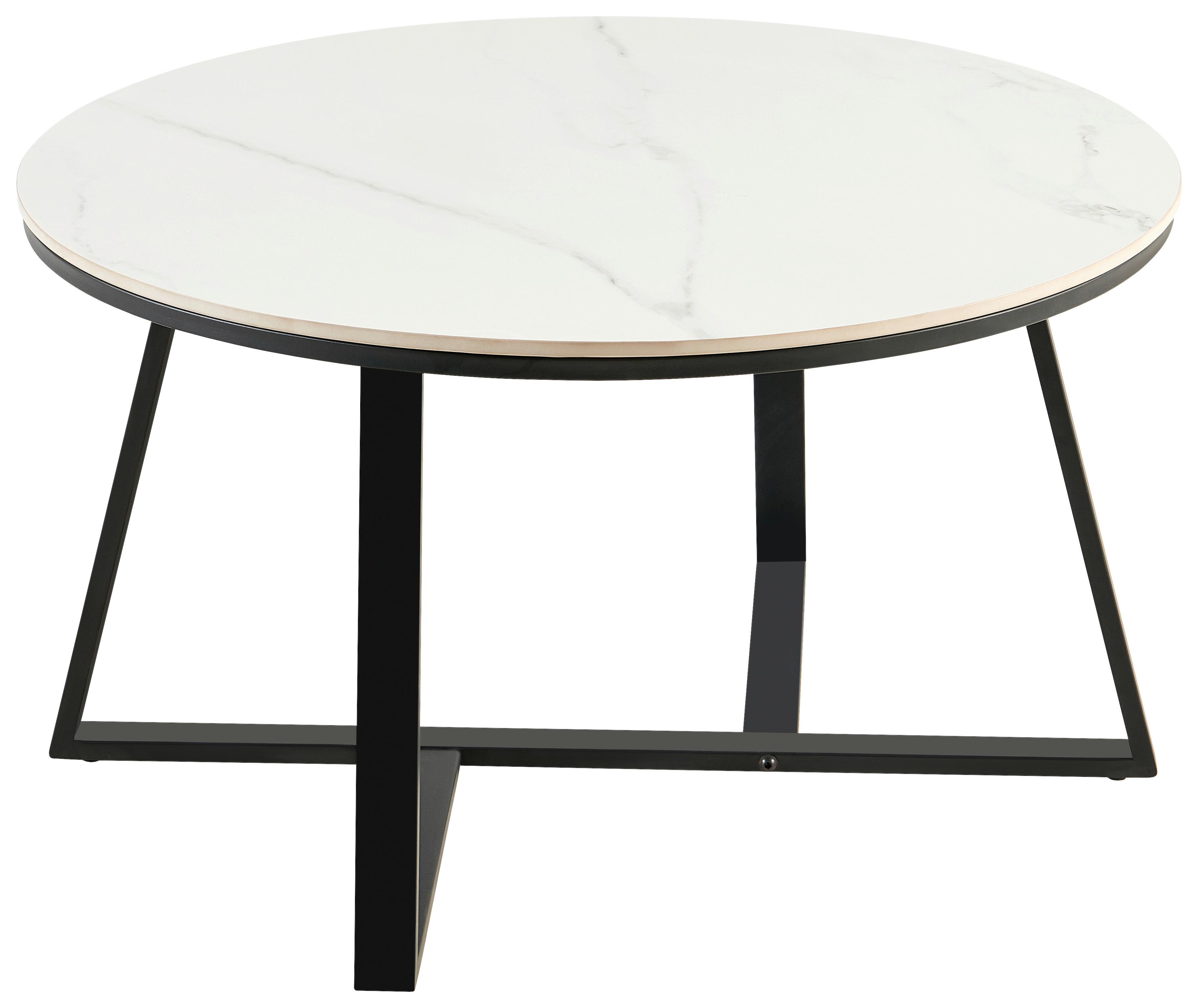 Couchtisch Oliena 2 - Schwarz/Weiß, MODERN, Keramik/Metall (80/45/80cm)