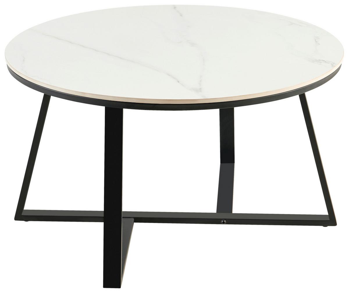 Dohányzóasztal Oliena 32 - fekete/fehér, Modern, fém/kerámia (80/45/80cm)