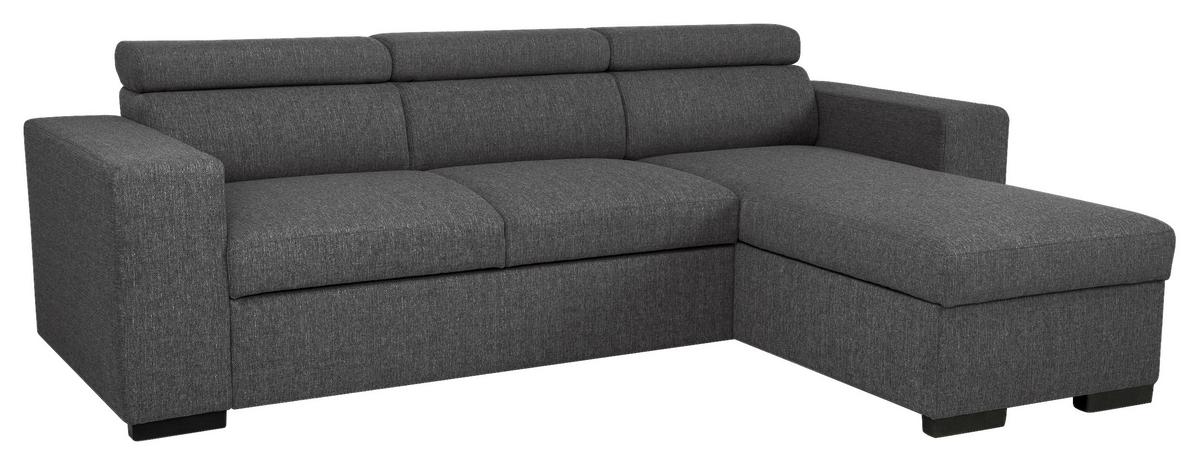 Eckschlafsofa mit Bettkasten Vicomte, anthrazit, 237x167cm - Anthrazit/Schwarz, KONVENTIONELL, Holz/Holzwerkstoff (237/167cm)
