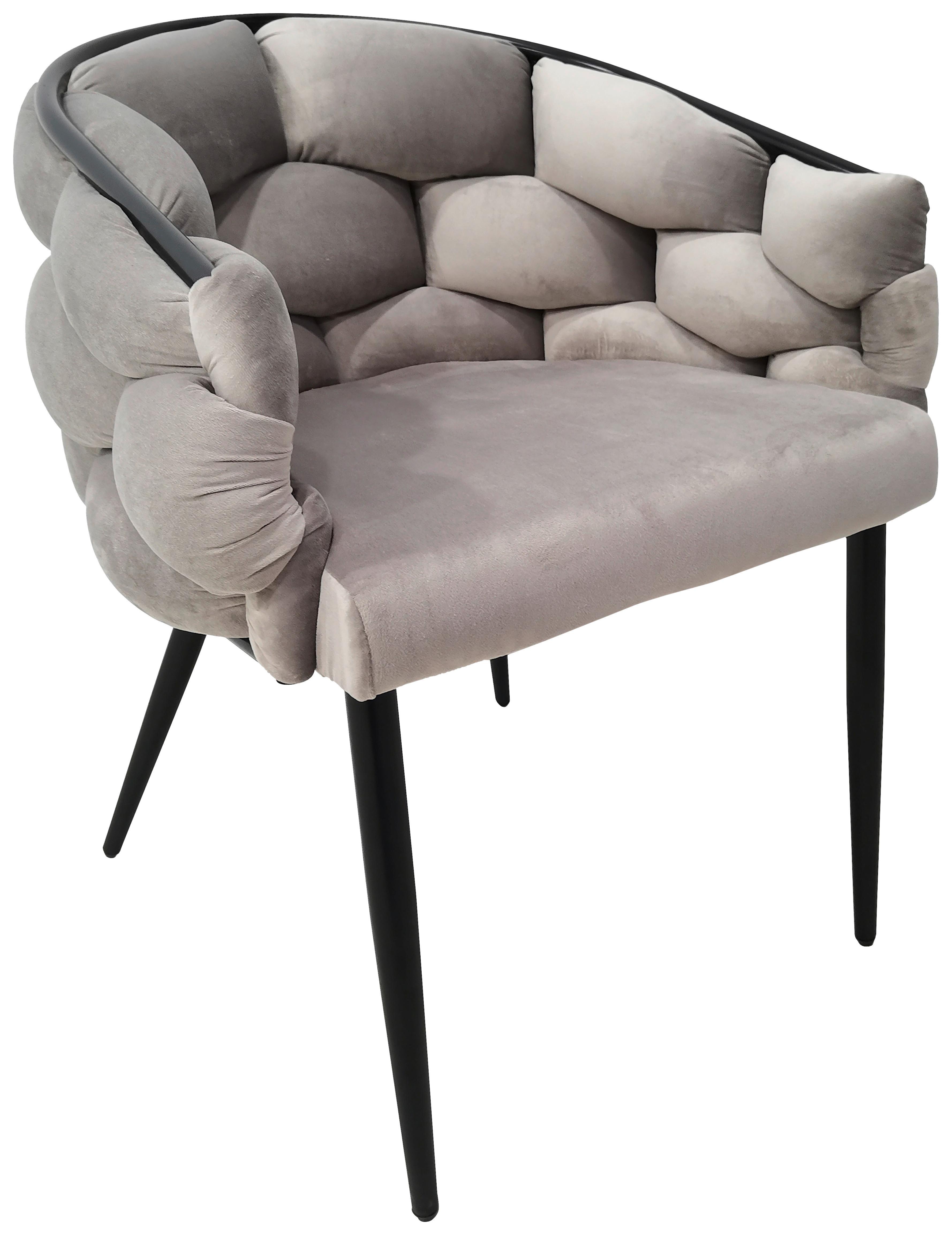 Sada židlí s područkami 2ks/sada - černá/šedohnědá, Moderní, kov/textil (65/79/61cm) - MID.YOU