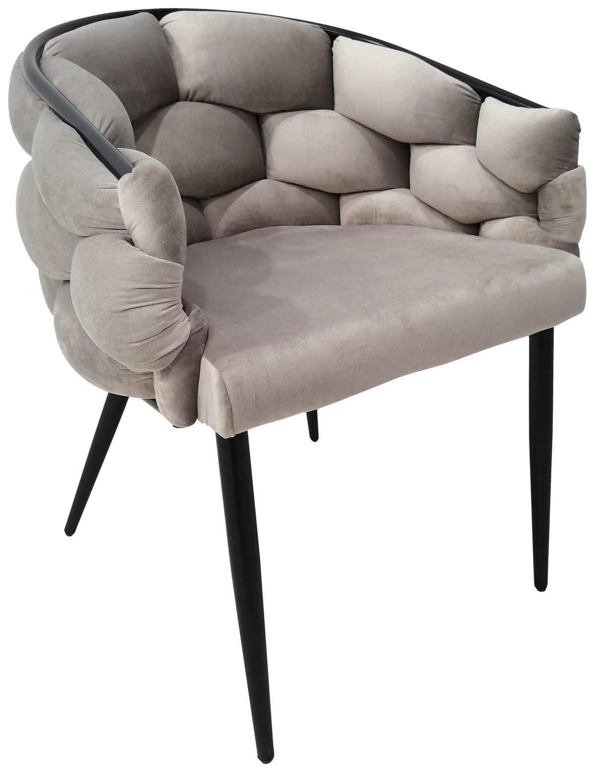 Armlehnstuhl-set Grace 125 - Taupe/Schwarz, MODERN, Textil/Metall (65/79/61cm) - Kayoom