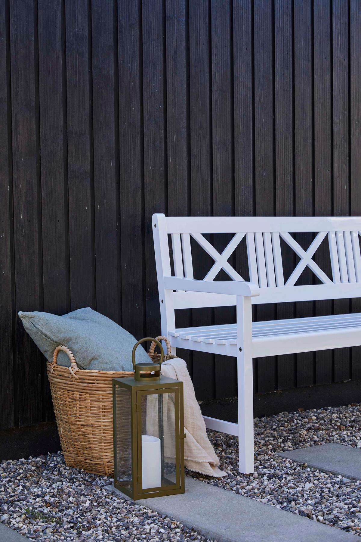 Gartenbank Rosenborg, Weiß 150x89x58 cm, Echtholz - Weiß Hochglanz, Natur, Holz (150/89/58cm) - Gardenson