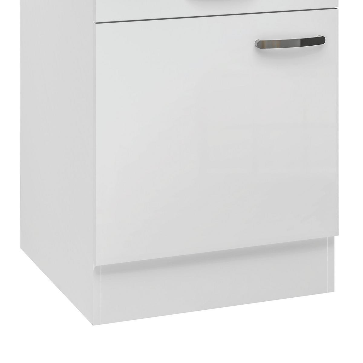 Küchenunterschrank Alba B: 60 cm Weiß/Schiefer mit Lade - Schieferfarben/Weiß Hochglanz, MODERN, Holzwerkstoff (60/86/60cm)