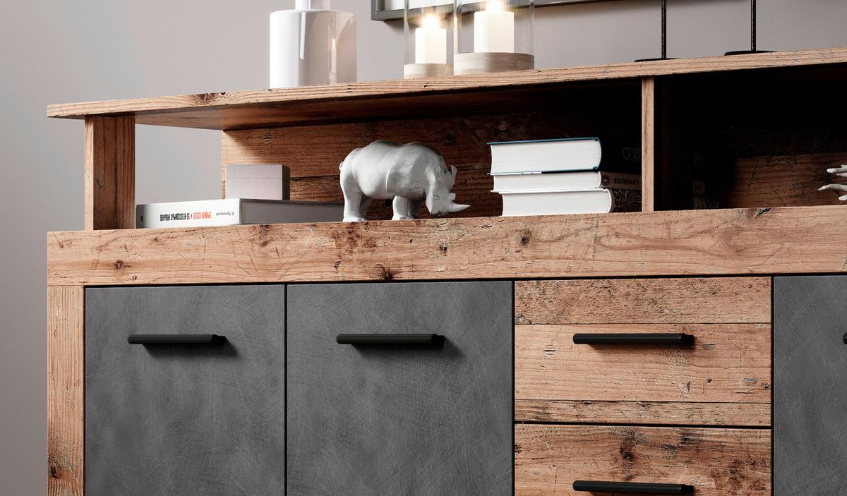 Sideboard Stehend B: 190 Cm Luna Eiche Old Style/anthrazit - Alteiche/Anthrazit, Basics, Holzwerkstoff (190/95/32cm) - MID.YOU